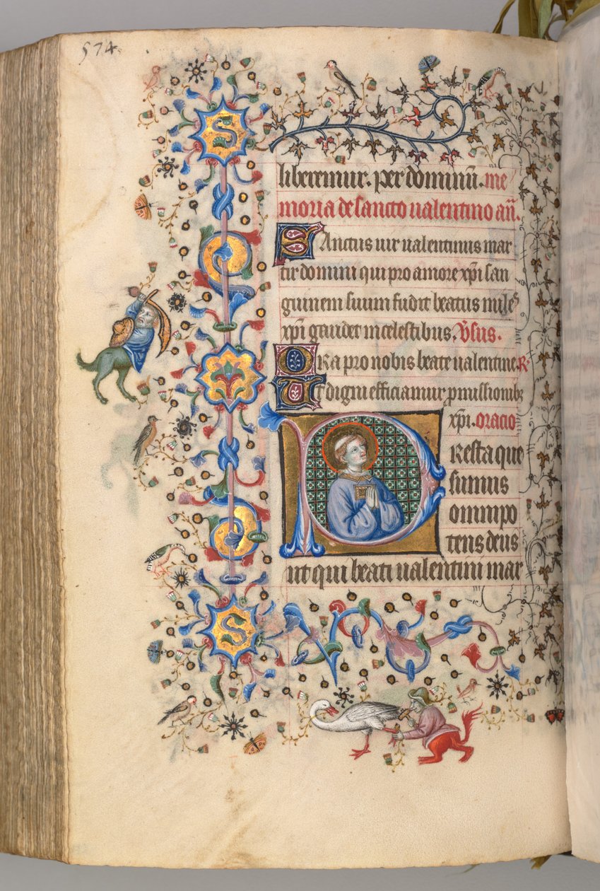Timebog for Karl den Ædle, konge af Navarra (1361-1425): fol. 281v, Sankt Valentin af Master of the Brussels Initials and Associates