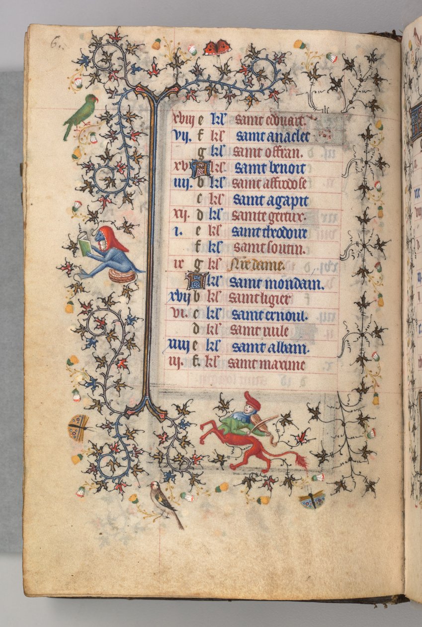 Karl den Ædle, konge af Navarra (1361-1425): fol. 3v, marts af Master of the Brussels Initials and Associates