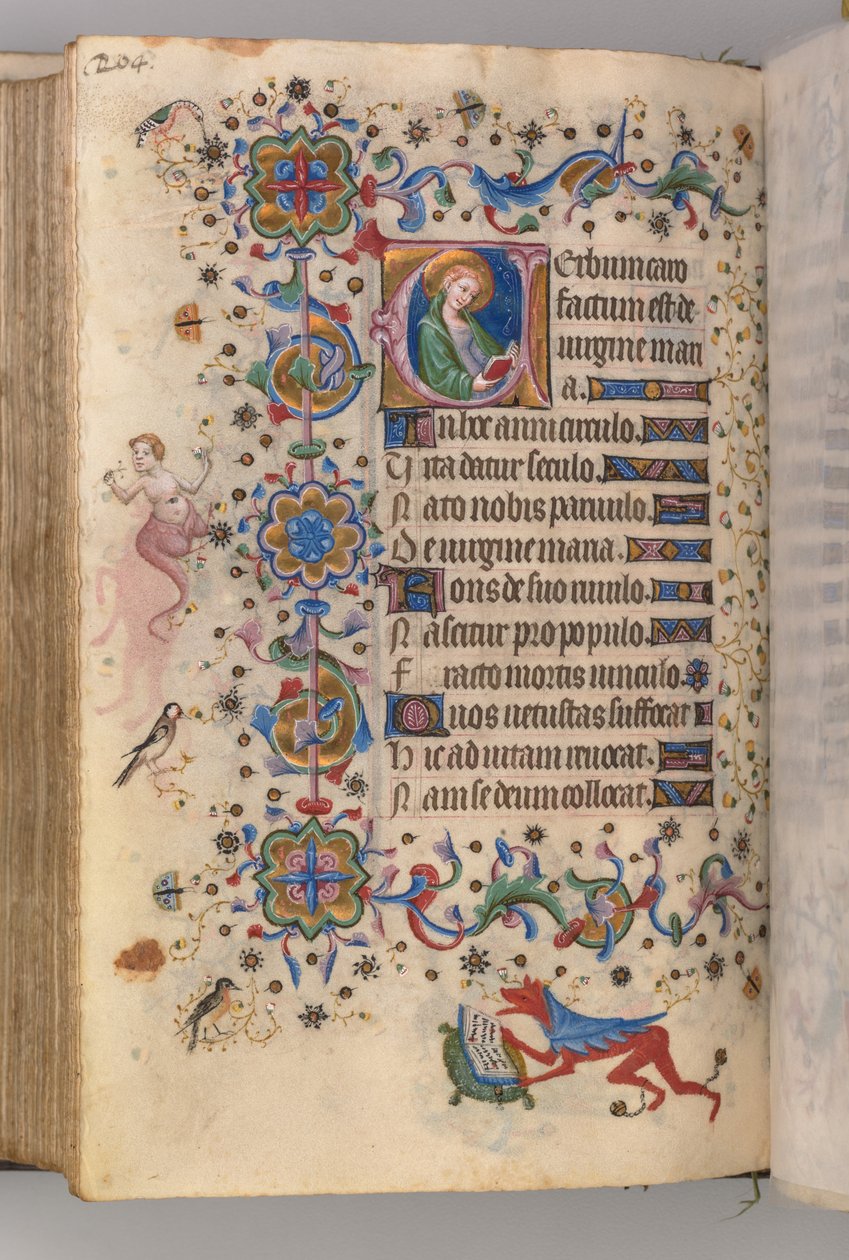 Timer for Karl den Adelige, konge af Navarra 1361-1425: fol. 102v, tekst, ca. 1405. af Master of the Brussels Initials and Associates