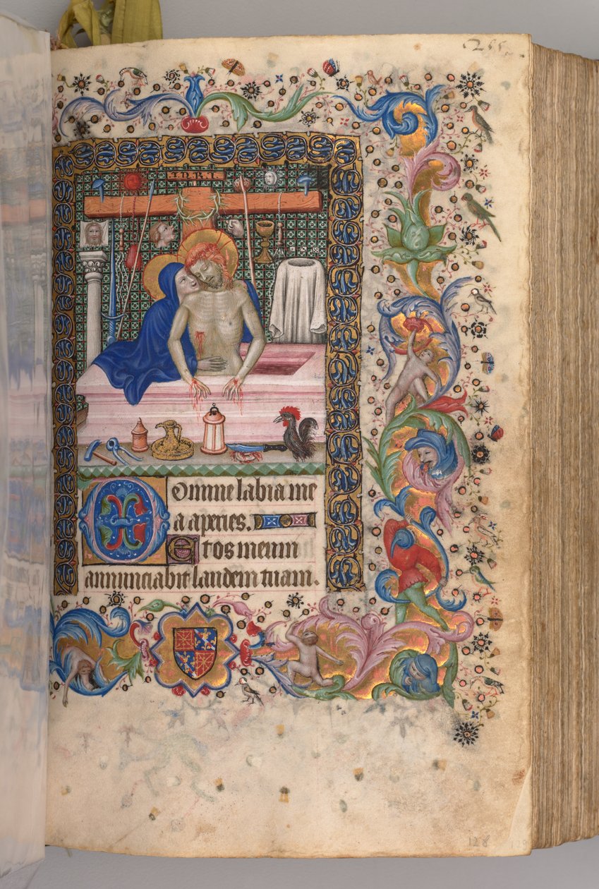 Timer for Karl den Adelige, konge af Navarra 1361-1425: fol. 128r, Sorgens Mand, ca. 1405. af Master of the Brussels Initials and Associates