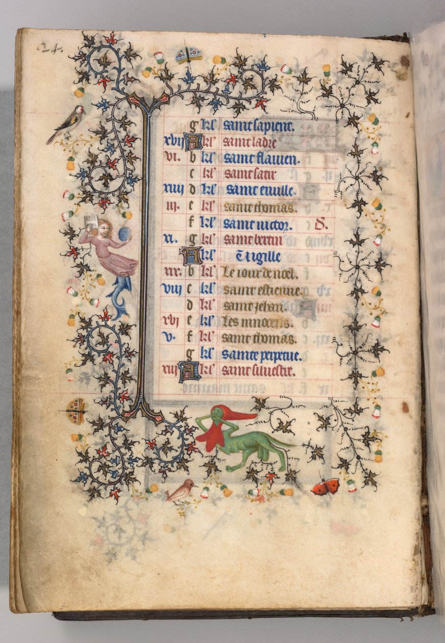 Timer for Karl den Adelige, konge af Navarra 1361-1425: fol. 12v, december, ca. 1405. af Master of the Brussels Initials and Associates