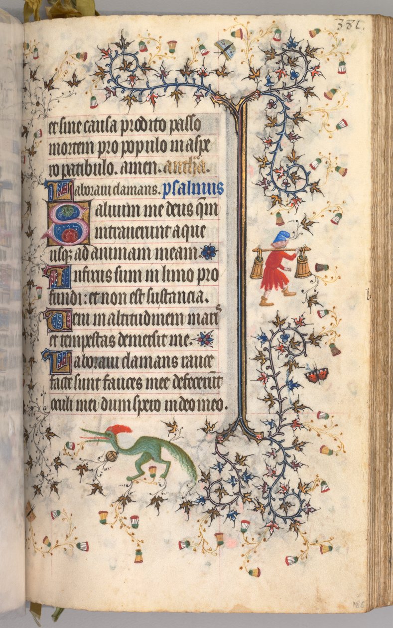 Timer for Karl den Adelige, konge af Navarra 1361-1425: fol. 186r, Tekst, ca. 1405. af Master of the Brussels Initials and Associates