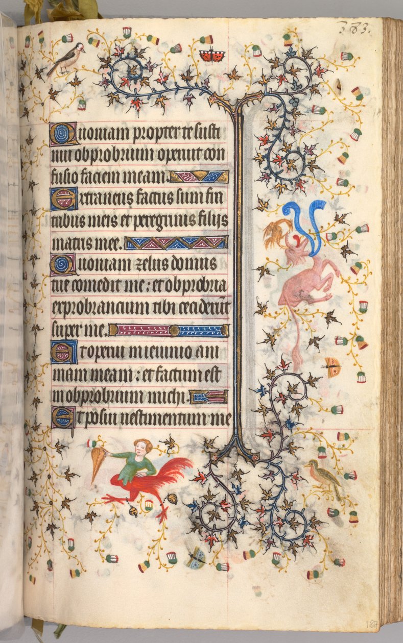 Timer for Karl den Adelige, konge af Navarra 1361-1425: fol. 187r, Tekst, ca. 1405. af Master of the Brussels Initials and Associates