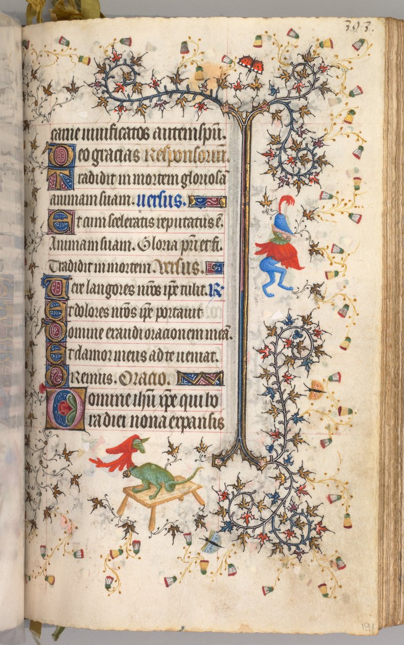 Timer for Karl den Adelige, konge af Navarra 1361-1425: fol. 191r, Tekst, ca. 1405. af Master of the Brussels Initials and Associates