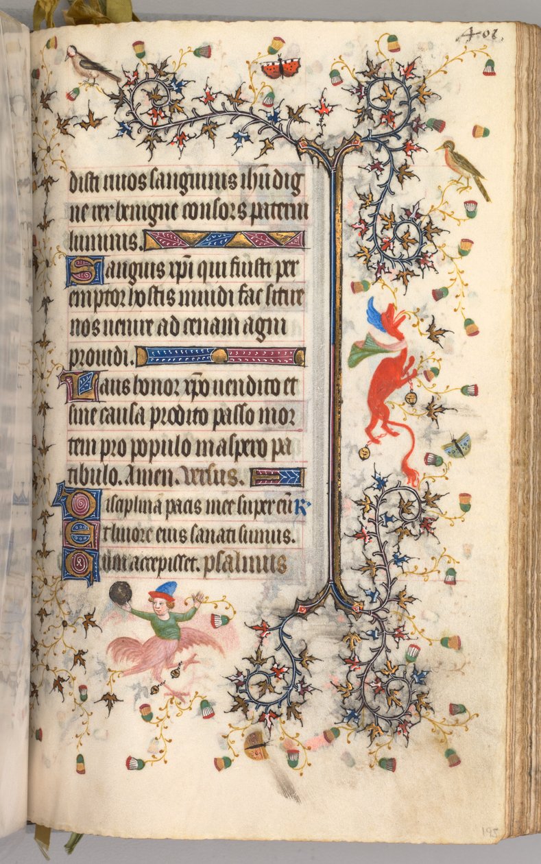 Timer for Karl den Adelige, konge af Navarra 1361-1425: fol. 195r, Tekst, ca. 1405. af Master of the Brussels Initials and Associates