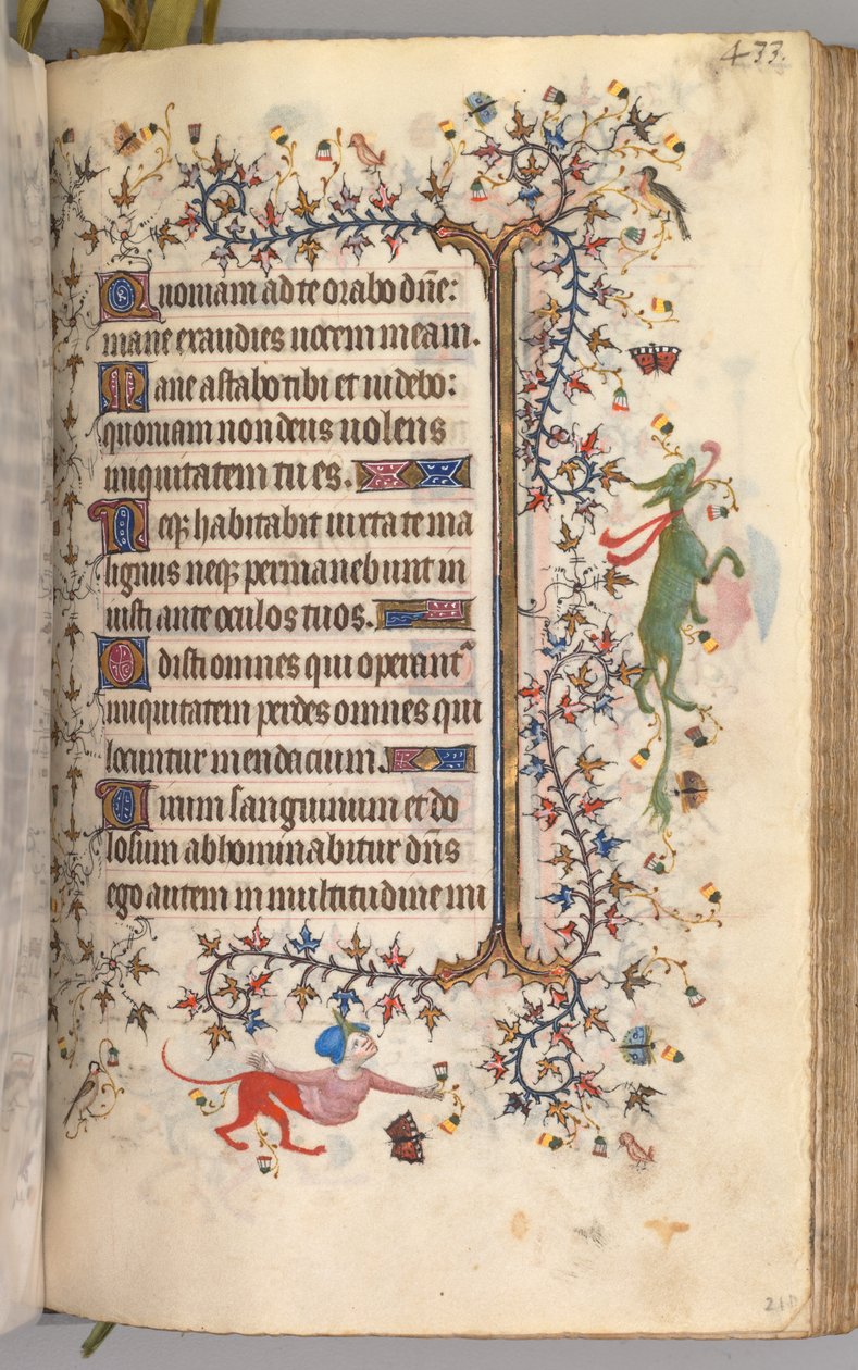 Timer for Karl den Adelige, konge af Navarra 1361-1425: fol. 211r, Tekst, ca. 1405. af Master of the Brussels Initials and Associates