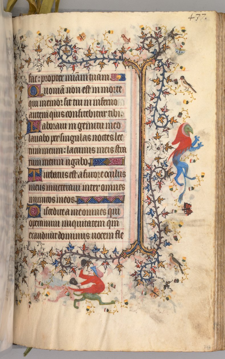 Timer for Karl den Adelige, konge af Navarra 1361-1425: fol. 213r, Tekst, ca. 1405. af Master of the Brussels Initials and Associates