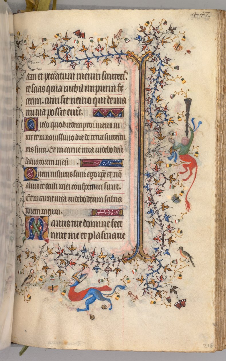 Timer for Karl den Adelige, konge af Navarra 1361-1425: fol. 218r, Tekst, ca. 1405. af Master of the Brussels Initials and Associates