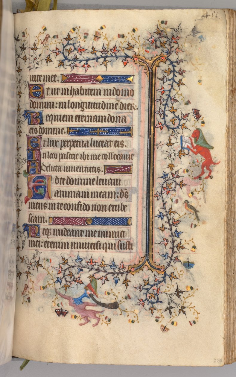 Timer for Karl den Adelige, konge af Navarra 1361-1425: fol. 220r, tekst, ca. 1405. af Master of the Brussels Initials and Associates