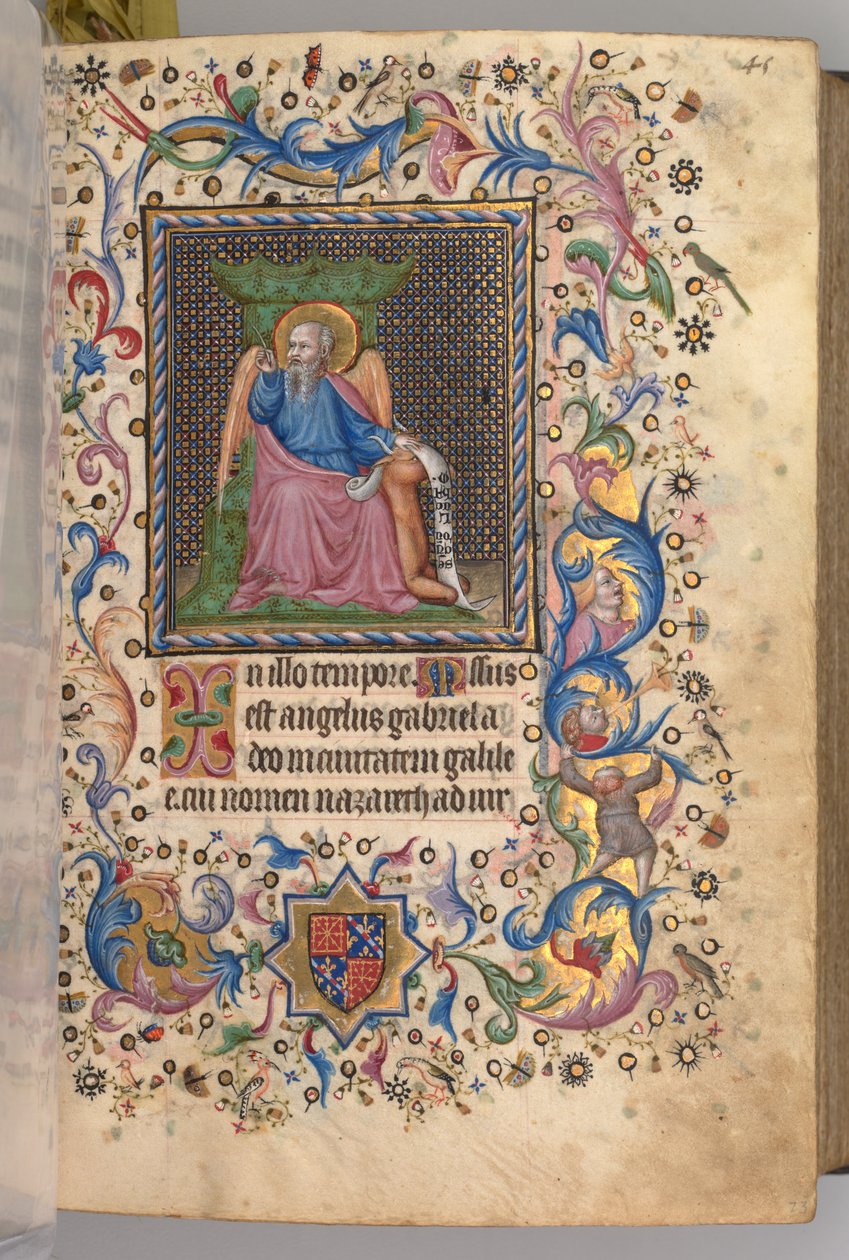 Timer for Karl den Adelige, konge af Navarra 1361-1425: fol. 23r, St. Luke, ca. 1405. af Master of the Brussels Initials and Associates