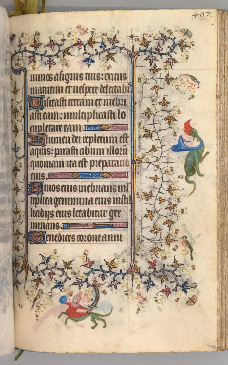 Timer for Karl den Adelige, konge af Navarra 1361-1425: fol. 243r, Tekst, ca. 1405. af Master of the Brussels Initials and Associates