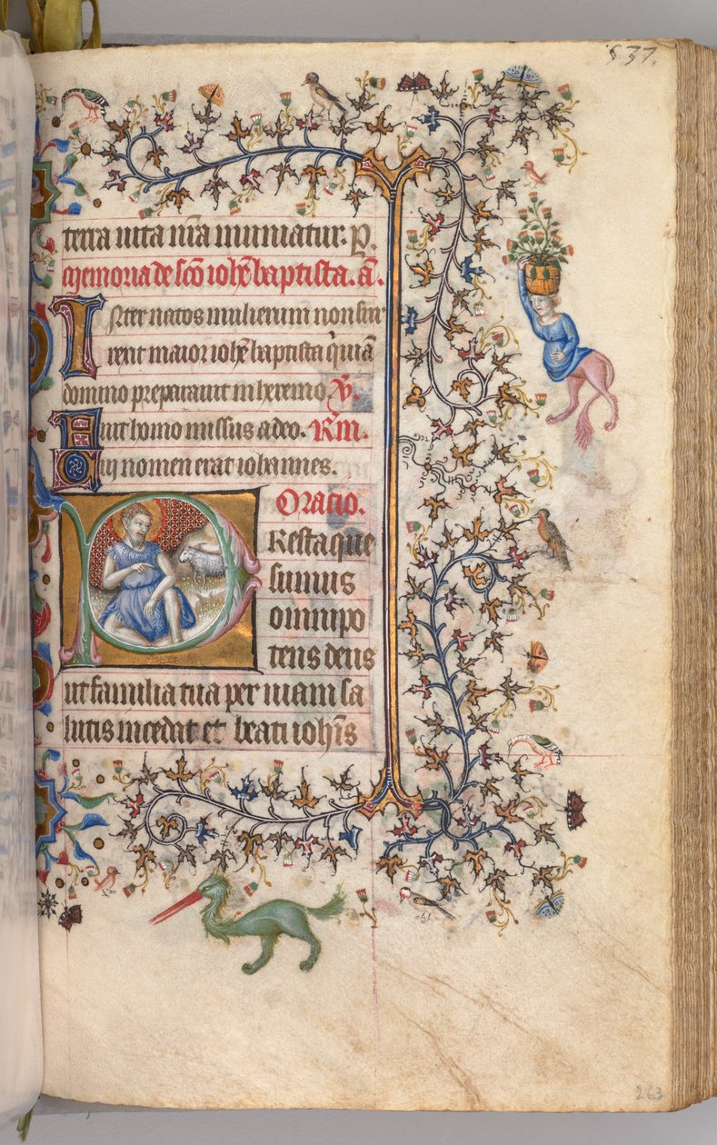 Timer for Karl den Adelige, konge af Navarra 1361-1425: fol. 260v, Johannes Døberen, ca. 1405. af Master of the Brussels Initials and Associates
