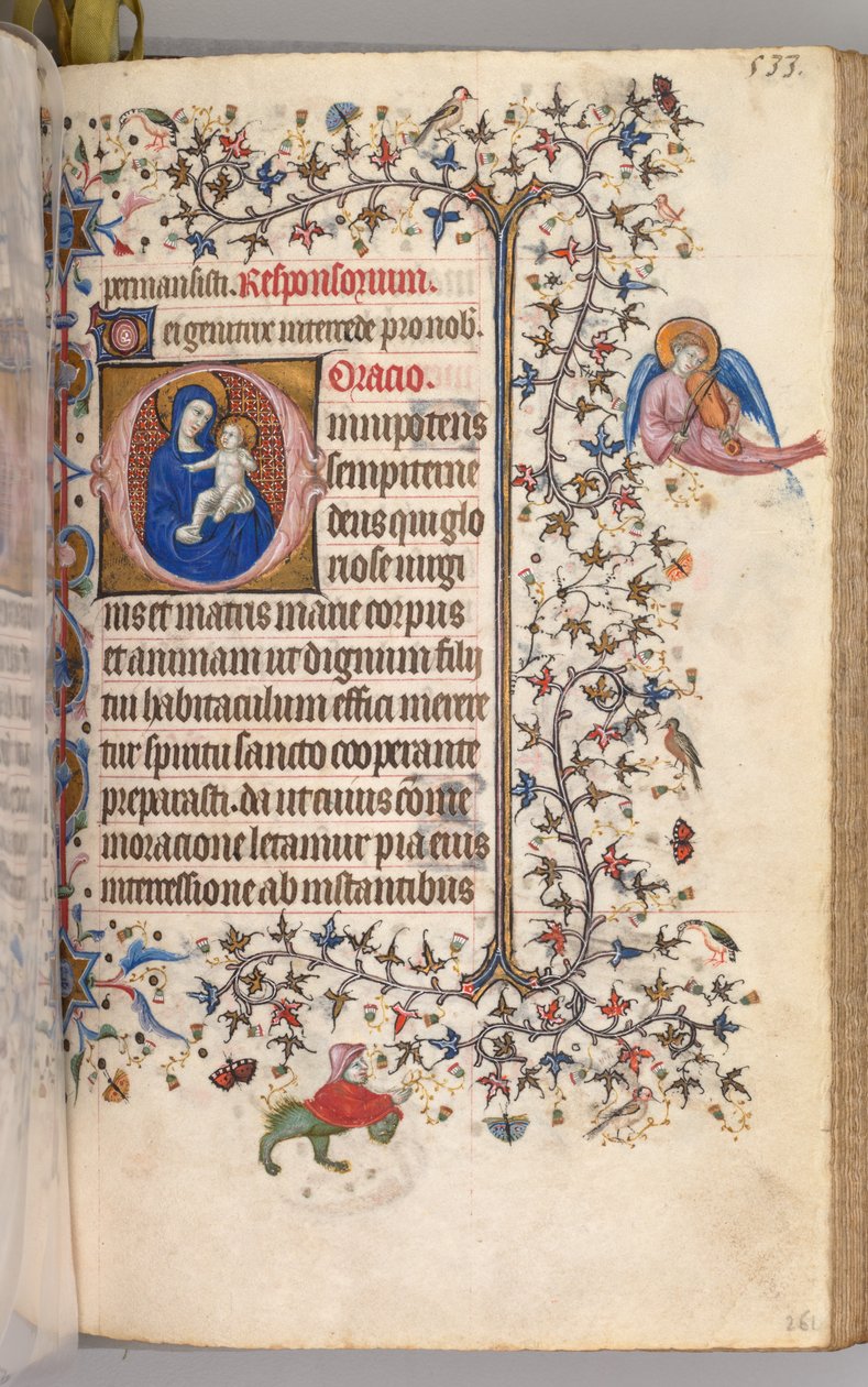 Timer for Karl den Adelige, konge af Navarra 1361-1425: fol. 261r, Jomfru og Barn, ca. 1405. af Master of the Brussels Initials and Associates