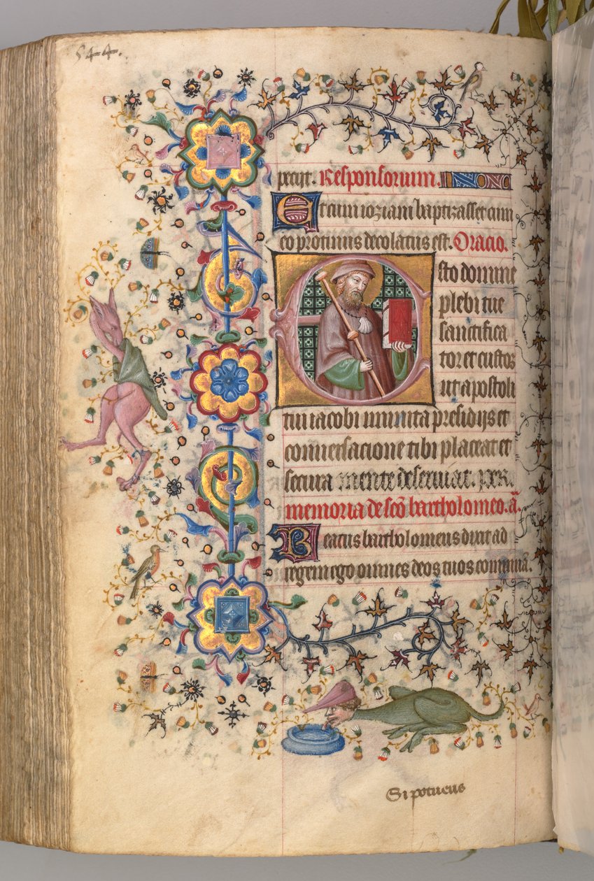 Timer for Karl den Adelige, konge af Navarra 1361-1425: fol. 266v, St. James, ca. 1405. af Master of the Brussels Initials and Associates