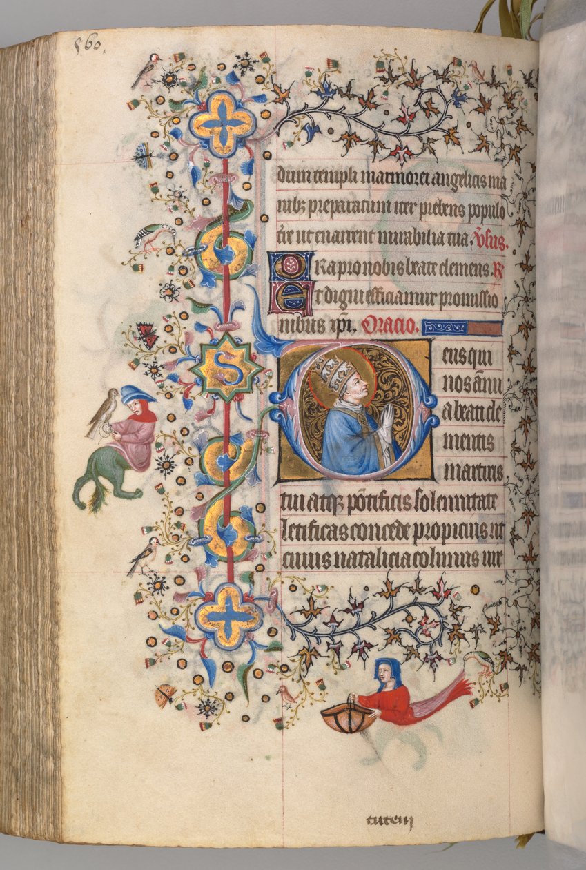 Timer for Karl den Adelige, konge af Navarra 1361-1425, , fol. 274v, Sankt Clement, ca. 1405. af Master of the Brussels Initials and Associates