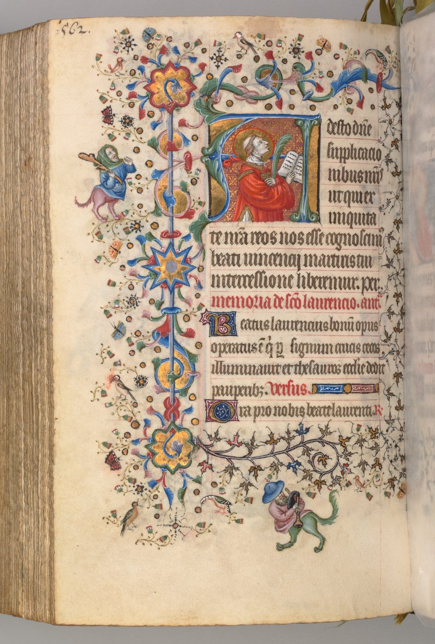 Timer for Karl den Adelige, konge af Navarra 1361-1425, fol. 275v, St. Vincent, ca. 1405. af Master of the Brussels Initials and Associates