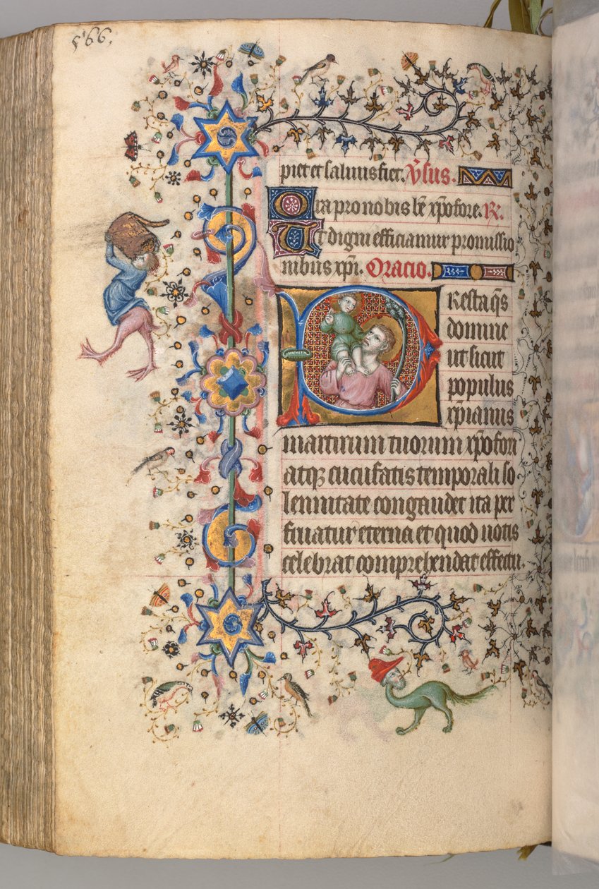 Timer for Karl den Adelige, konge af Navarra 1361-1425, fol. 277v, Sankt Christopher, ca. 1405. af Master of the Brussels Initials and Associates