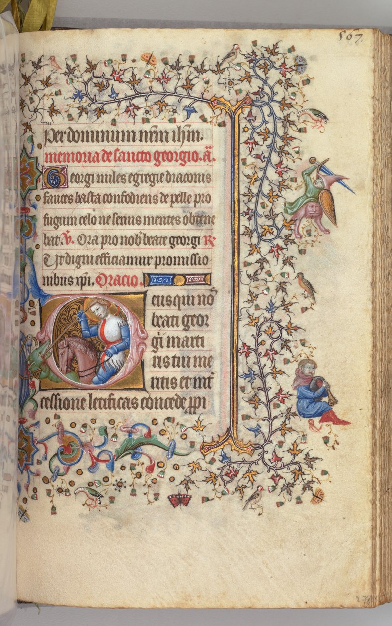 Timer for Karl den Adelige, konge af Navarra 1361-1425, fol. 278r, St. George, ca. 1405. af Master of the Brussels Initials and Associates