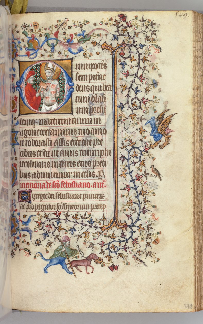 Timer for Karl den Adelige, konge af Navarra 1361-1425, fol. 279r, St. Bassiner, ca. 1405. af Master of the Brussels Initials and Associates