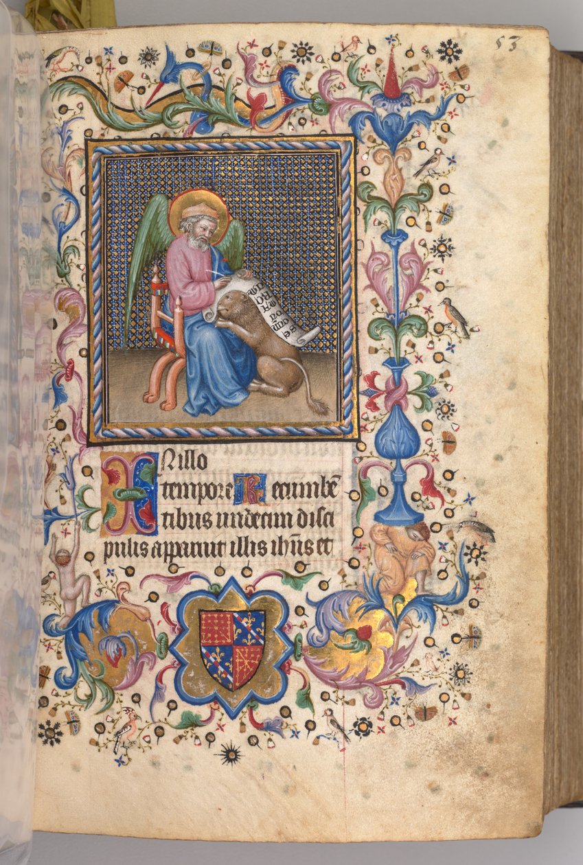 Timer for Karl den Adelige, konge af Navarra 1361-1425: fol. 27r, St. Mark, ca. 1405. af Master of the Brussels Initials and Associates