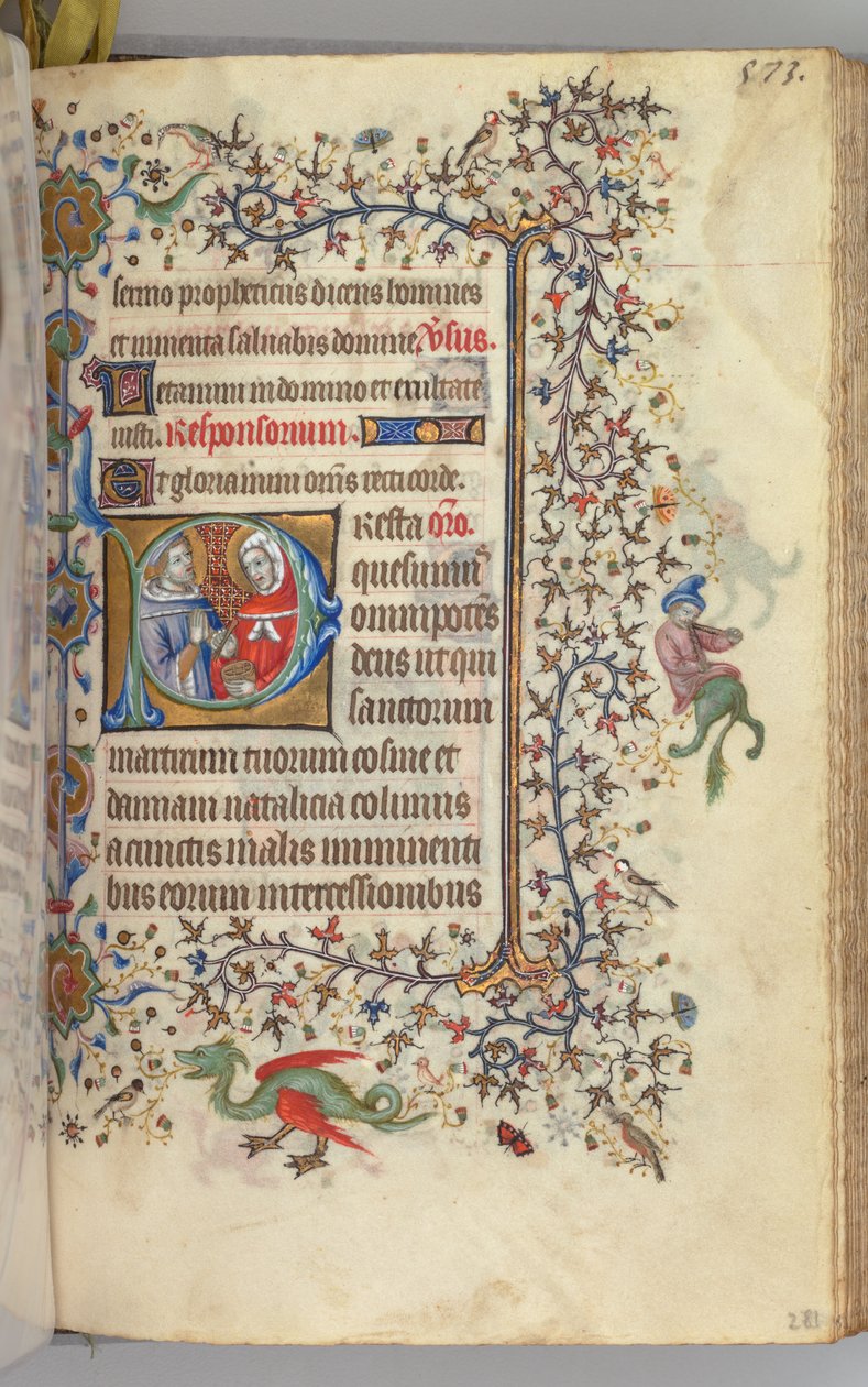 Timer for Karl den Adelige, konge af Navarra 1361-1425, fol. 281r, SS. Cosmas og Damien, ca. 1405. af Master of the Brussels Initials and Associates