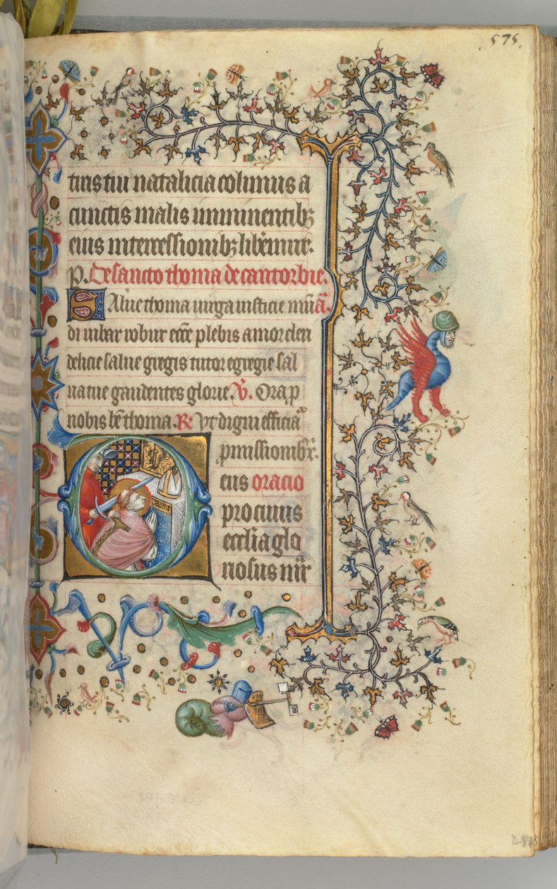 Timer for Karl den Adelige, konge af Navarra 1361-1425, fol. 282r, St. Thomas à Becket, ca. 1405. af Master of the Brussels Initials and Associates