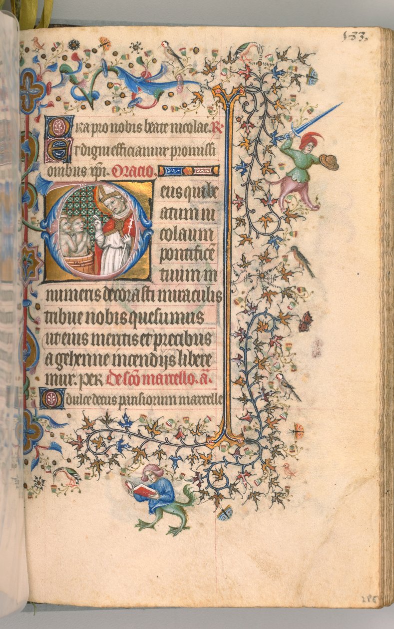 Timer for Karl den Adelige, konge af Navarra 1361-1425, fol. 2865r, St. Nicholas, ca. 1405. af Master of the Brussels Initials and Associates