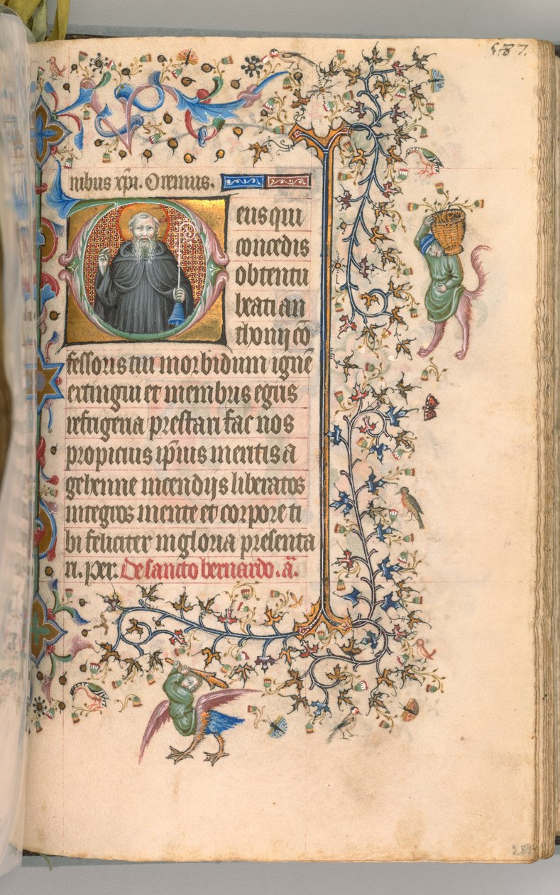 Timer for Karl den Adelige, konge af Navarra 1361-1425, fol. 288r, St. Anthony, ca. 1405. af Master of the Brussels Initials and Associates