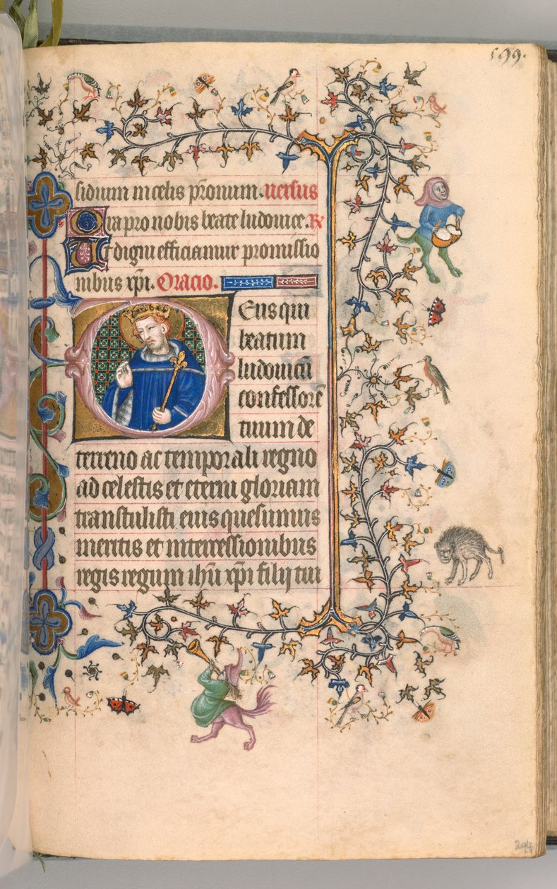 Timer for Karl den Adelige, konge af Navarra 1361-1425, fol. 291v, St. Louis, ca. 1405. af Master of the Brussels Initials and Associates