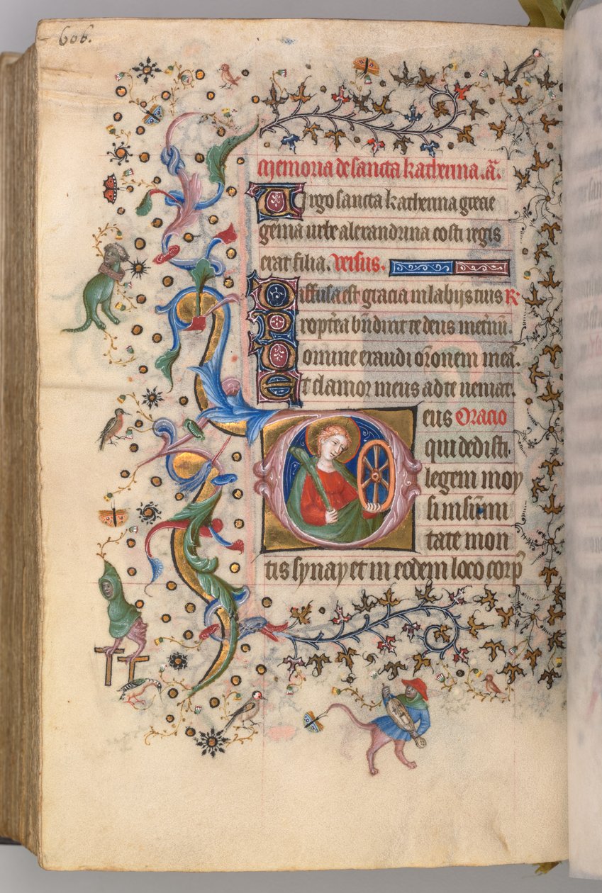 Timer for Karl den Adelige, konge af Navarra 1361-1425, fol. 297v, St. Catherine, ca. 1405. af Master of the Brussels Initials and Associates