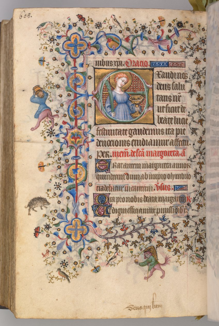 Timer for Karl den Adelige, konge af Navarra 1361-1425, fol. 298v, St. Lucy, ca. 1405. af Master of the Brussels Initials and Associates