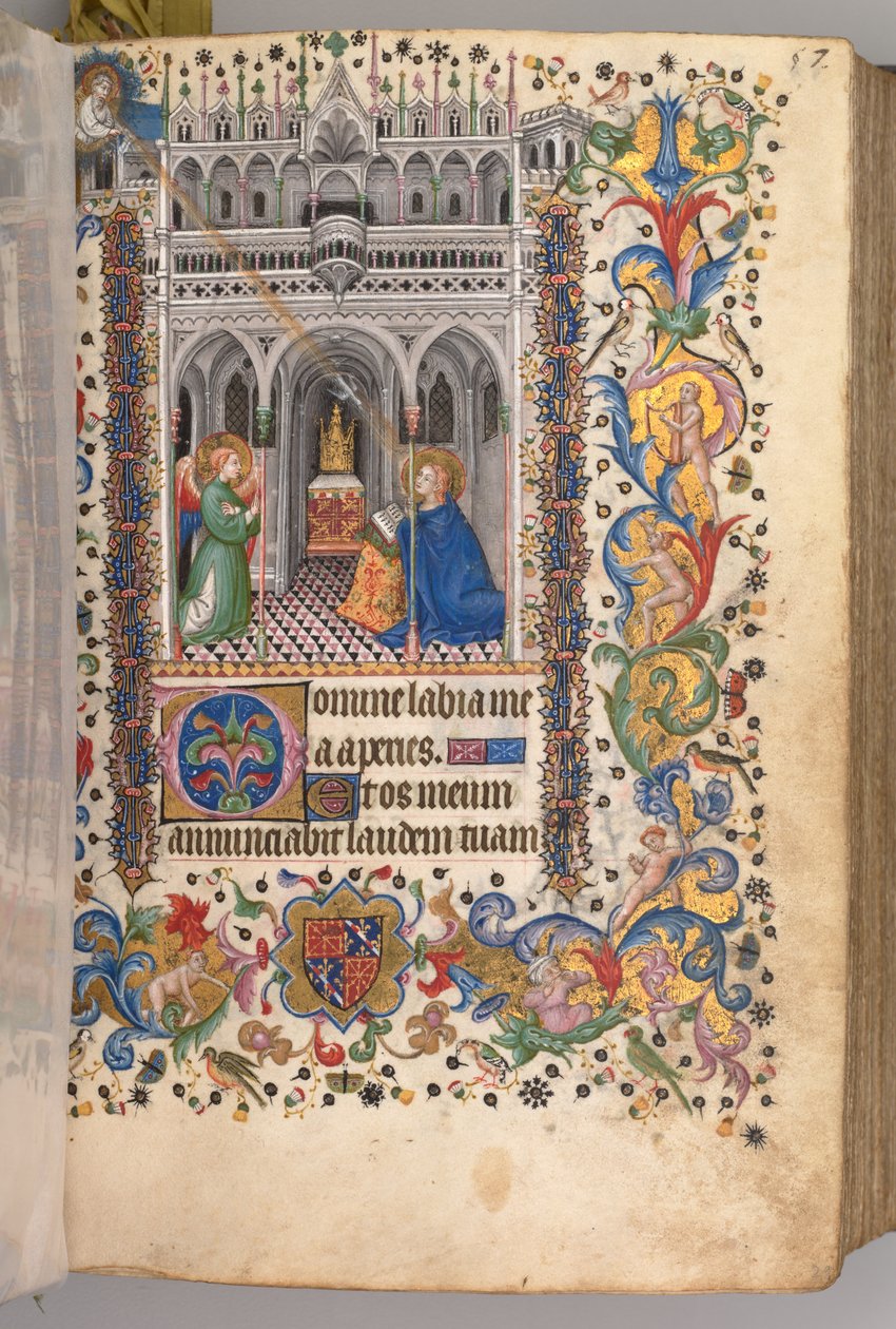 Timer for Karl den Adelige, konge af Navarra 1361-1425: fol. 29r, The Annunciation Matins, ca. 1405 af Master of the Brussels Initials and Associates