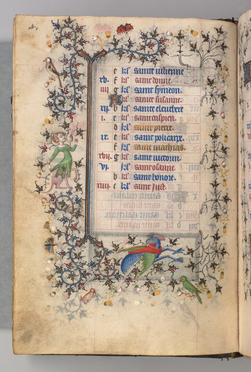 Timer for Karl den Adelige, konge af Navarra 1361-1425: fol. 2v, februar, ca. 1405. af Master of the Brussels Initials and Associates