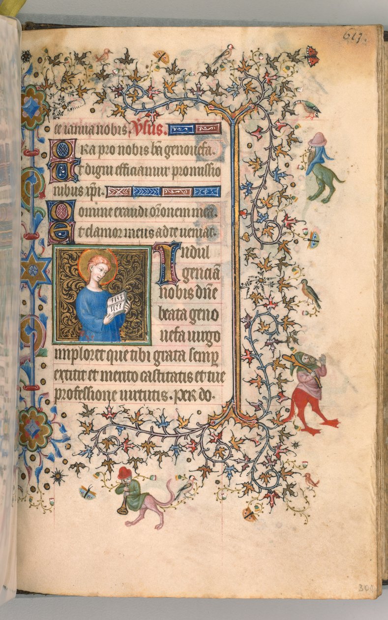 Timer for Karl den Adelige, konge af Navarra 1361-1425, fol. 301r, St. Geneviève, ca. 1405. af Master of the Brussels Initials and Associates
