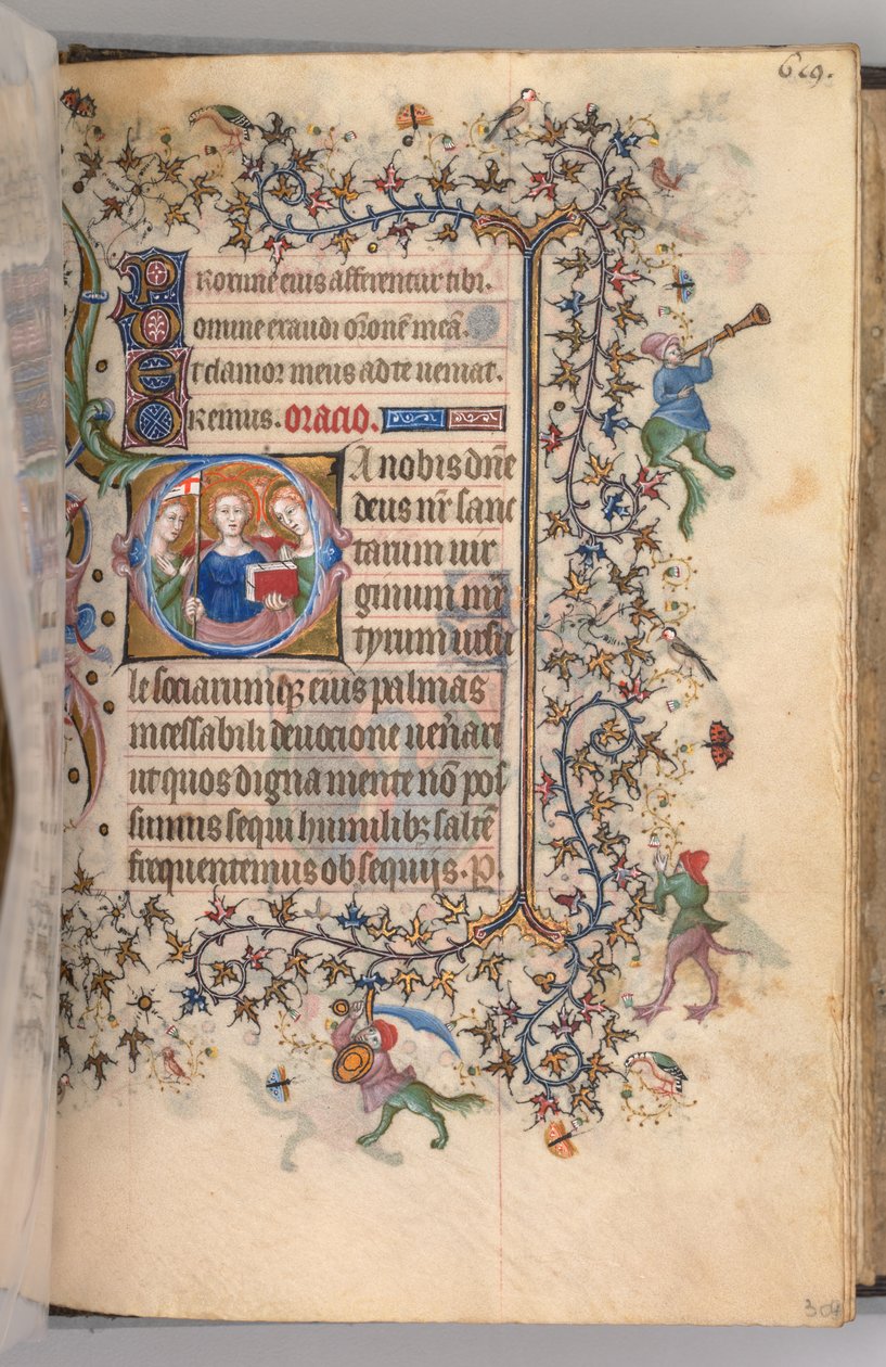 Timer for Karl den Adelige, konge af Navarra 1361-1425, fol. 303r, Jomfrumartyrerne, ca. 1405. af Master of the Brussels Initials and Associates