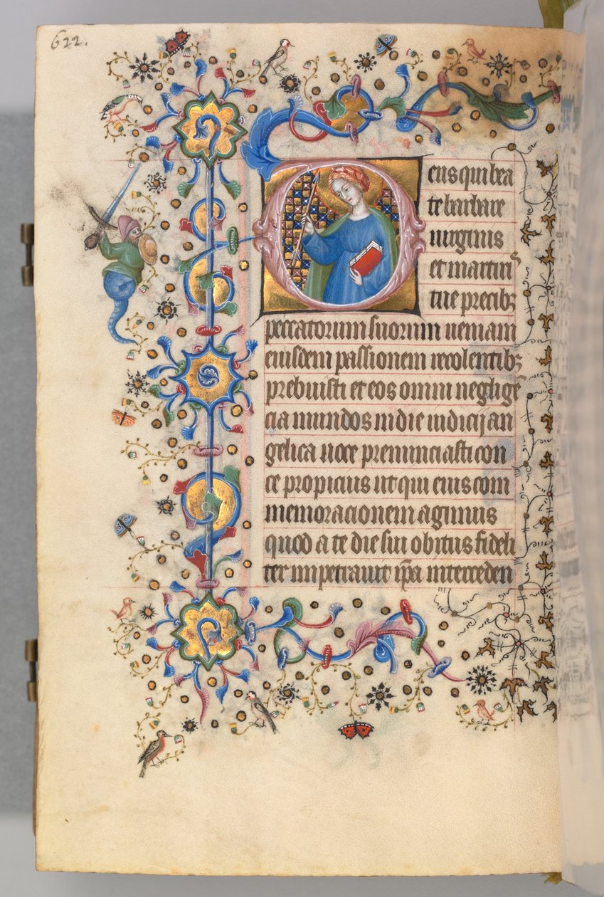 Timer for Karl den Adelige, konge af Navarra 1361-1425, fol. 305v, St. Martha, ca. 1405. af Master of the Brussels Initials and Associates
