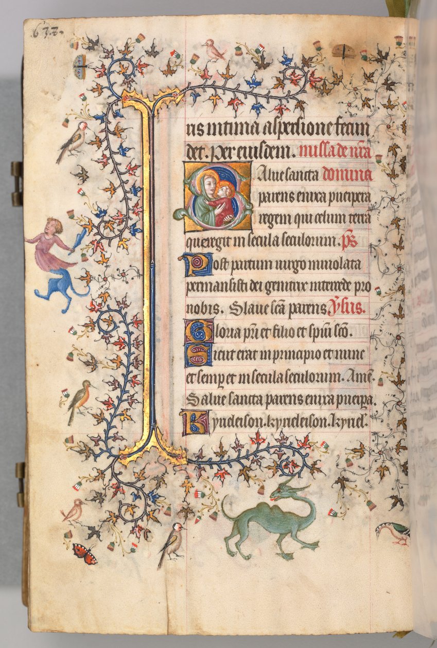 Timer for Karl den Adelige, konge af Navarra 1361-1425, fol. 313v, Jomfru og Barn, ca. 1405. af Master of the Brussels Initials and Associates