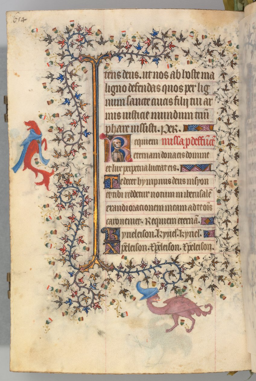 Timer for Karl den Adelige, konge af Navarra 1361-1425, fol. 321v, Dødsbuste, ca. 1405. af Master of the Brussels Initials and Associates
