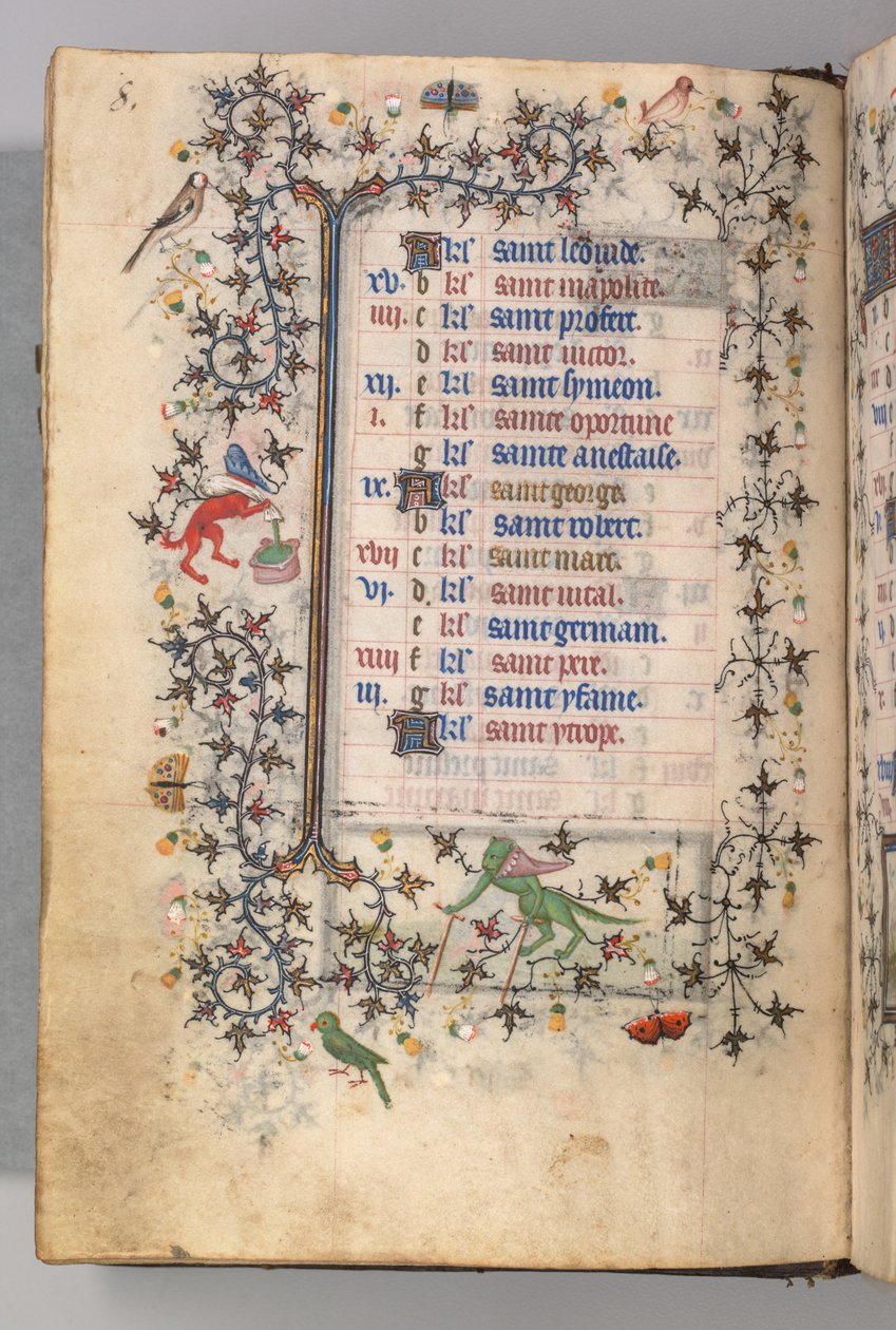 Timer for Karl den Adelige, konge af Navarra 1361-1425: fol. 4v, april, ca. 1405. af Master of the Brussels Initials and Associates