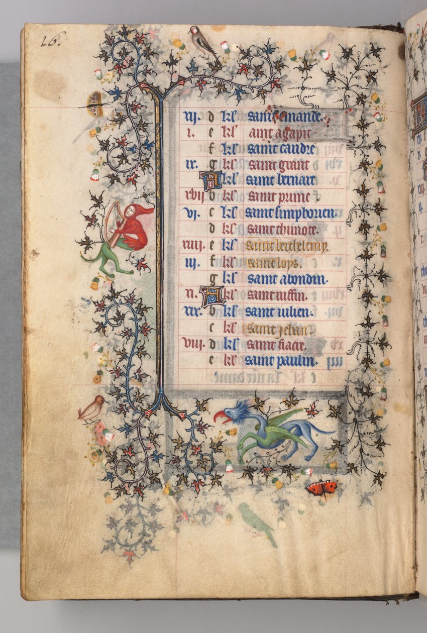 Timer for Karl den Adelige, konge af Navarra 1361-1425: fol. 8v, august, ca. 1405. af Master of the Brussels Initials and Associates