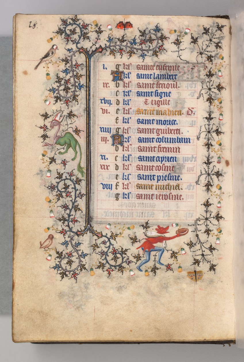 Timer for Karl den Adelige, konge af Navarra 1361-1425: fol. 9v, september, ca. 1405. af Master of the Brussels Initials and Associates