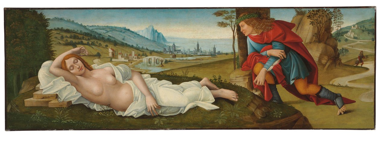 Cymon og Iphigenia (tempera på panel) af Master of the Campana Cassoni