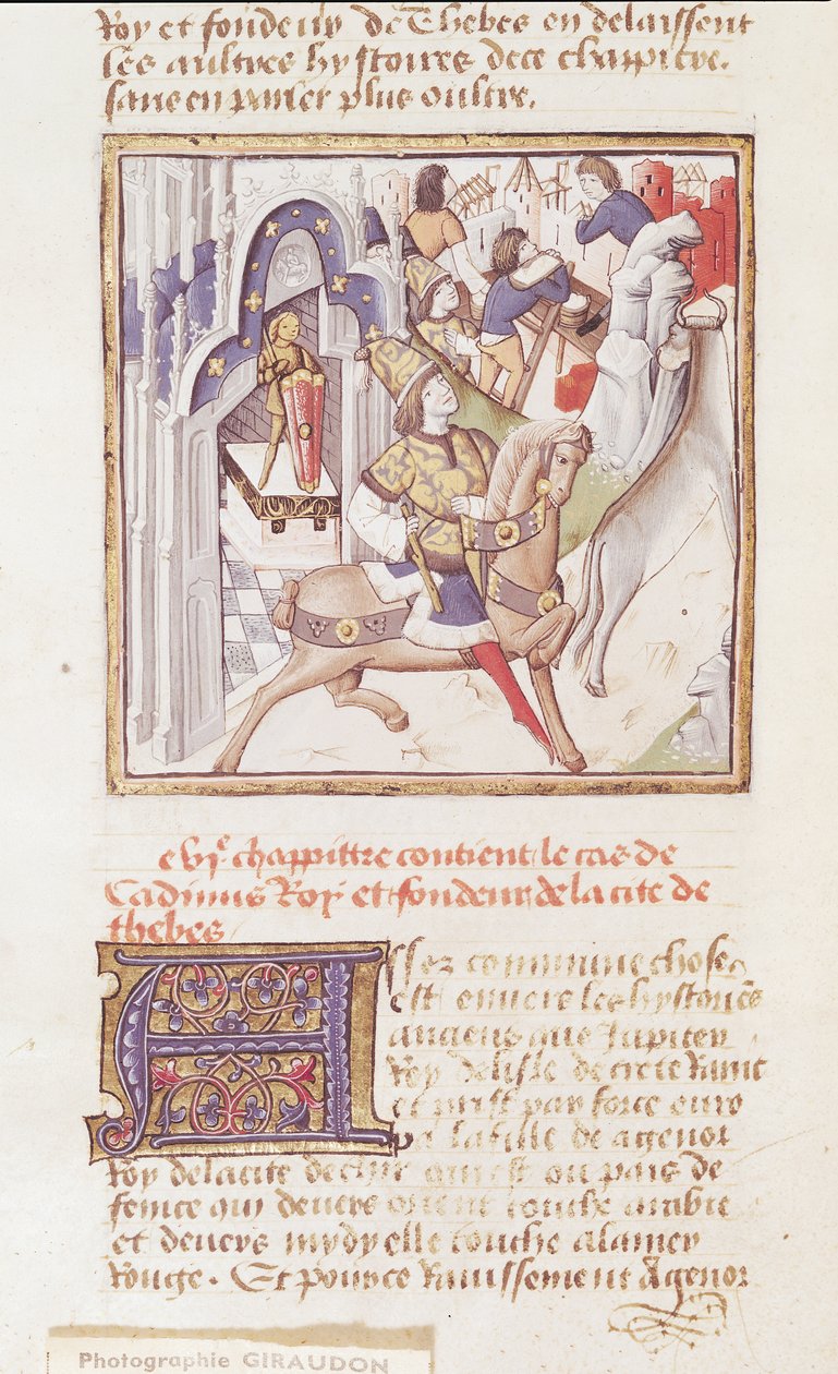Ms 622 fol.9v Cadmus, grundlægger af Theben, fra "Des Hommes Illustres", ca. 1460 af Master of the Champion des Dames