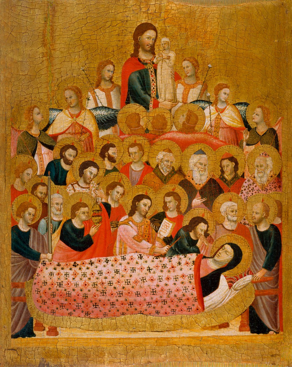 ""La dormition de la vierge"" Jomfruens sovesal - Peinture du Maitre de la Madone Cini (aktiv ca. 1330) - ca. 1330 - Tempera på panel - 50,3x41,2 - Museu Nacional d
