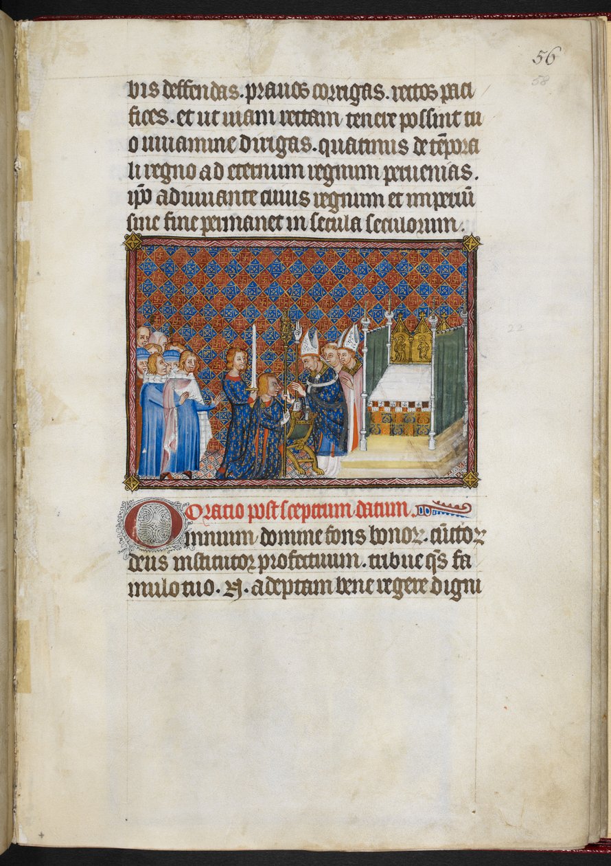 Bomuld Tiberius B. VIII f.58r Kongen, der modtager sceptret og virgaen (
