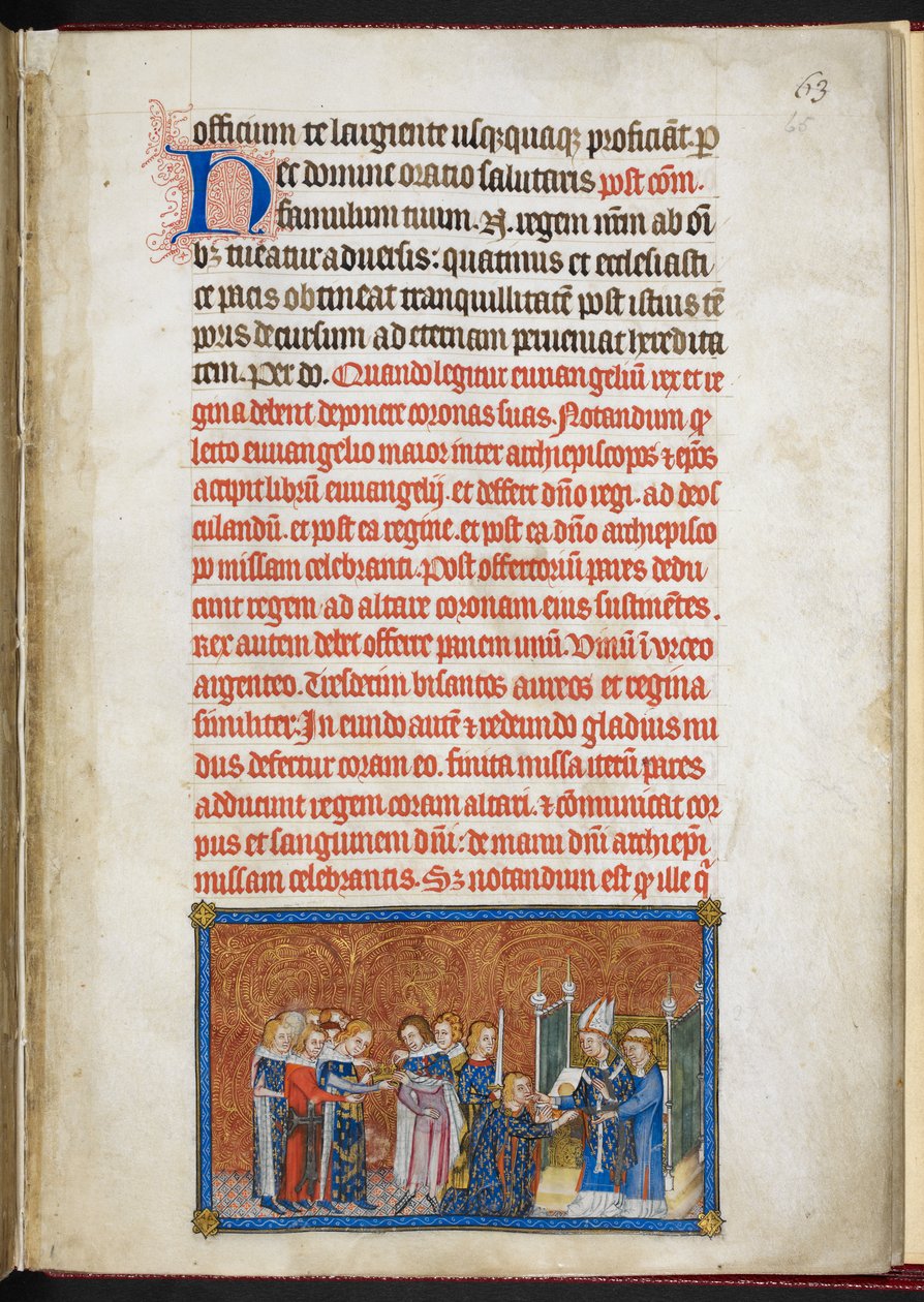 Cotton Tiberius B. VIII f.65r, Dronningen på vej ind i katedralen, fra 
