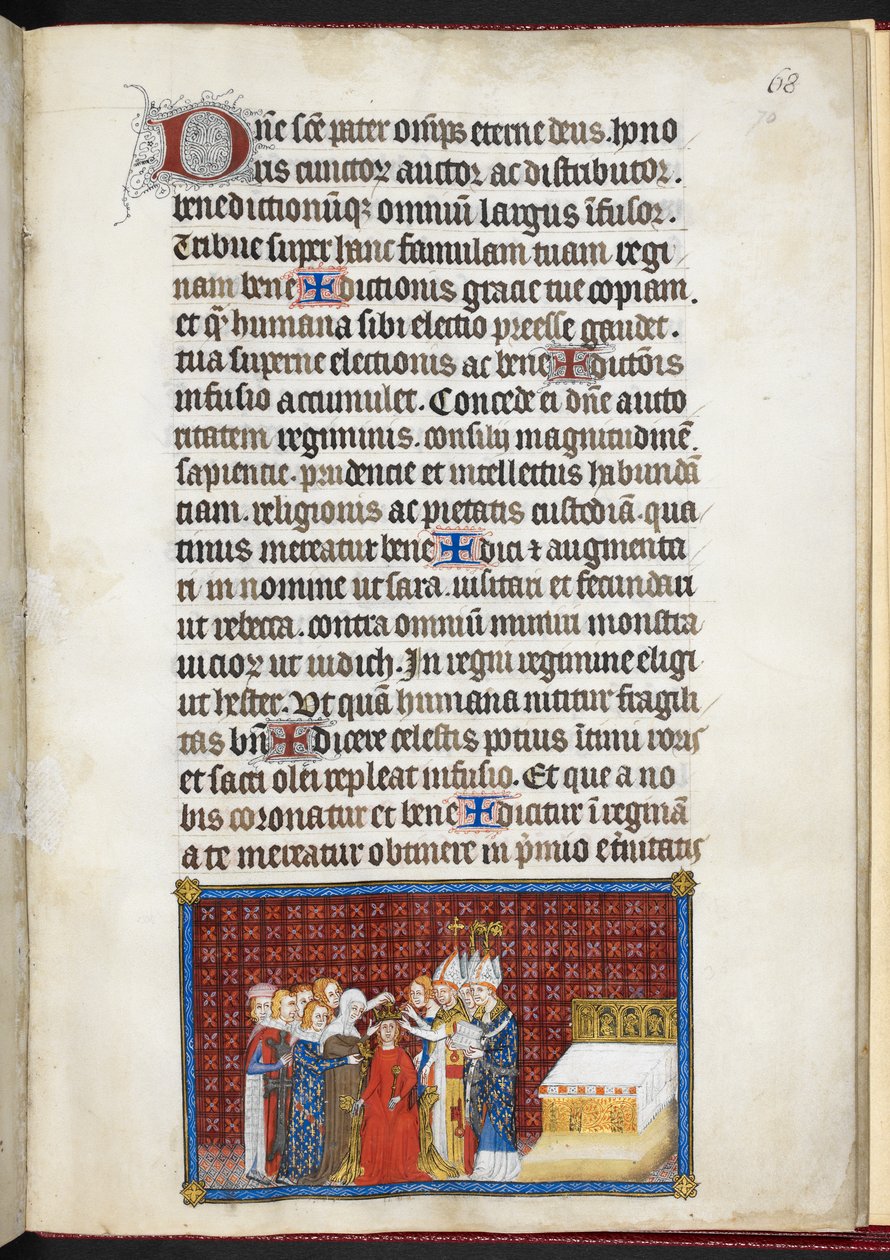 Bomuld Tiberius B. VIII f.70r Baroner, der opretholder dronningens krone, fra 