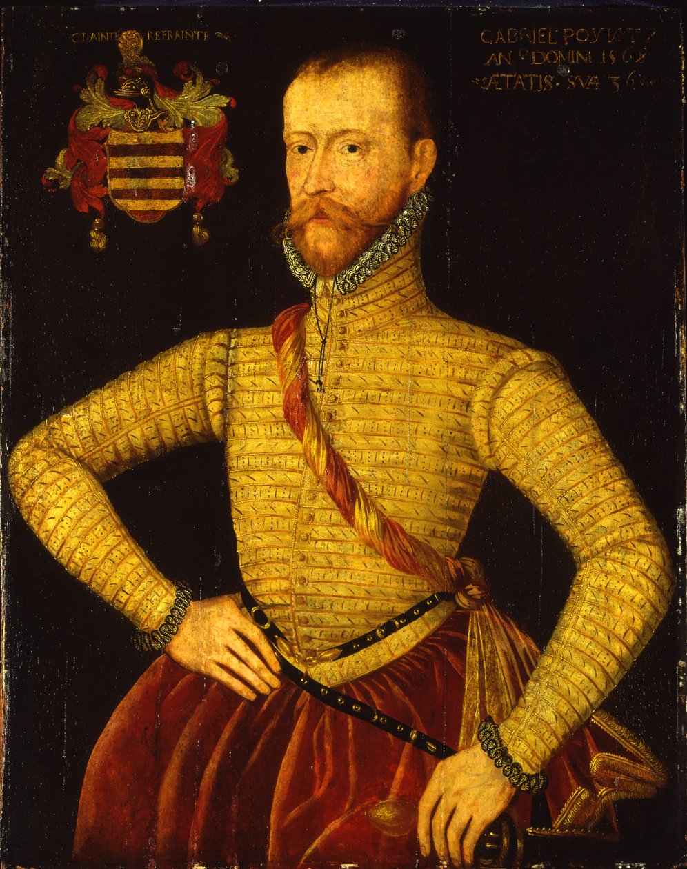 Portræt af Sir Gabriel Poyntz på 36 år af Master of the Countess of Warwick