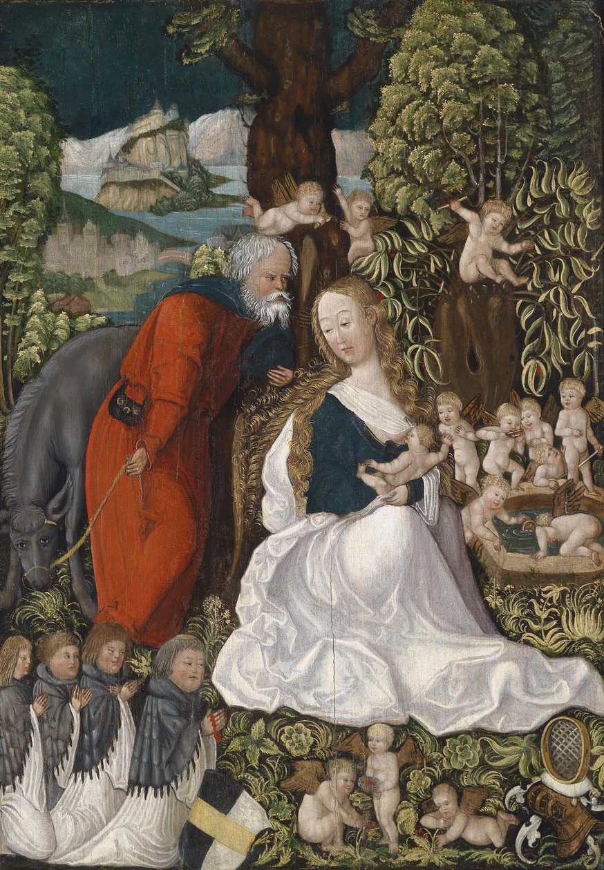Resten på flugten til Egypten, ca. 1510 af Master of the Danube School