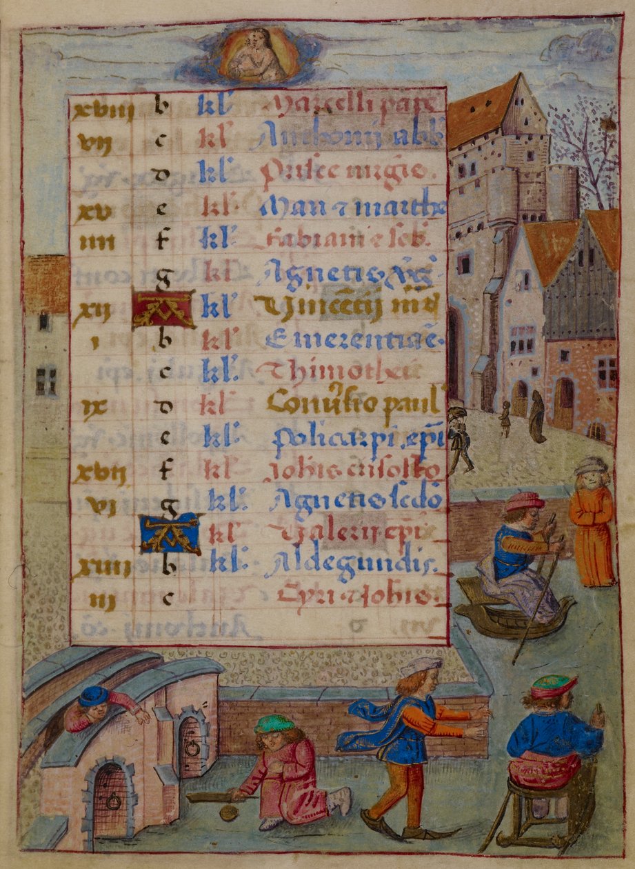 Tilføje. 18852, f.2 Kalenderside for januar, illustration fra 
